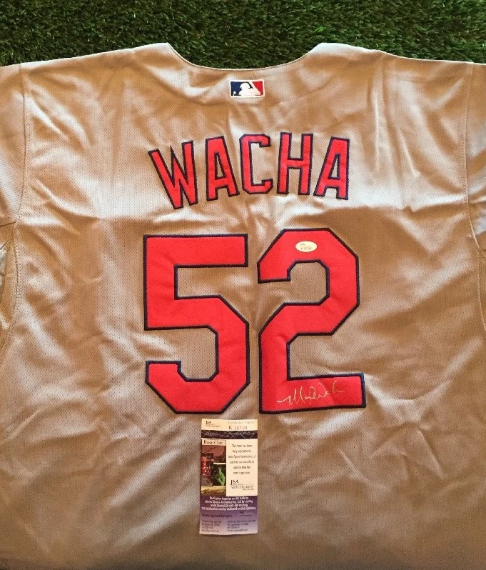 MICHAEL WACHA ST. LOUIS CARDINALS STUD Grey SIGNED Jersey JSA/COA K56759
