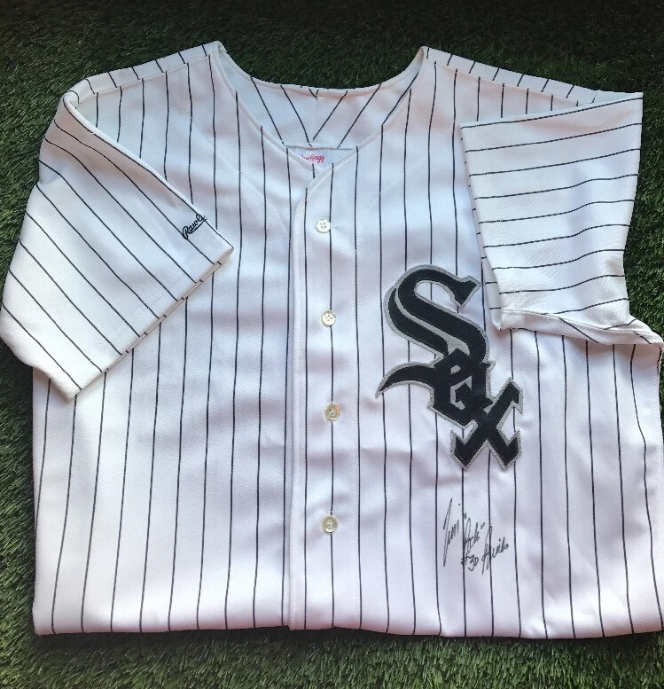 Autographed/Signed TIM RAINES Chicago Pinstripe Baseball Jersey JSA COA INS ROCK
