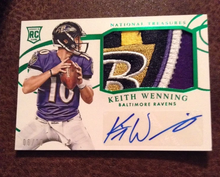 2014 NATIONAL TREASURES KEITH WENNING LOGO PATCH AUTO #7/10 Sick RAVENS WOW!
