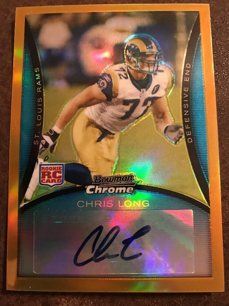 2008 Bowman Chrome Green Chris Long Auto GOLD RC 24/25

