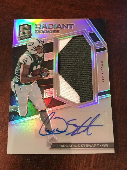 ARDARIUS STEWART 2017 PANINI SPECTRA JETS RADIANT ROOKIE PATCH AUTO RC #D /50
