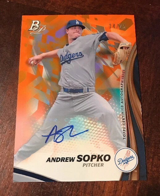2017 Bowman Platinum Andrew Sopko Orange Foil Autograph SSP #ED /25 DODGERS
