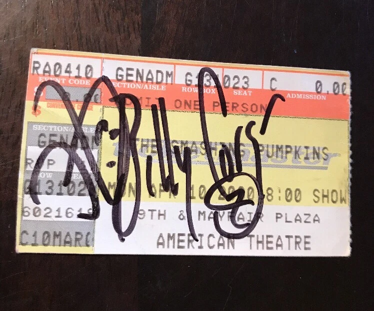 THE SMASHING PUMPKINS FULL BAND SIGNED TICKET STUB BILLY CORGAN JSA/LOA Z54653
