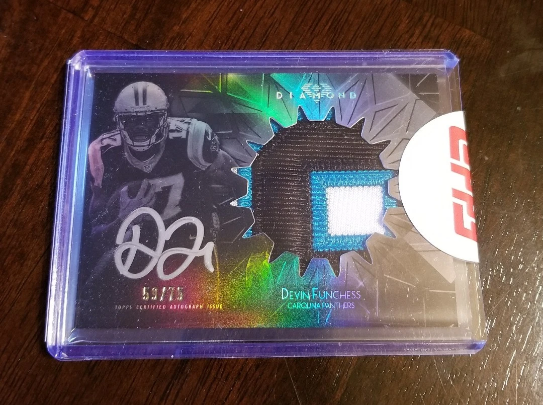 2015 TOPPS DIAMOMD DEVIN FUNCHESS 3 CLR JUMBO PATCH RC AUTO #ED /75 PANTHERS
