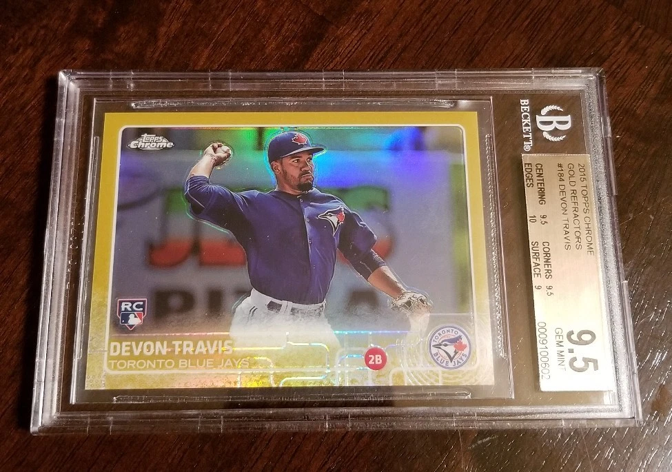 2015 Topps Chrome Devon Travis RC Gold Refractor #ED /50 BGS 9.5 GEM BLUE JAYS
