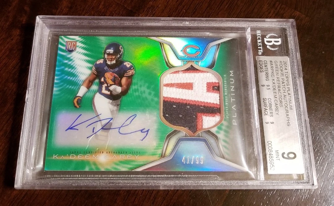 2014 TOPPS PLATINUM KA'DEEM CAREY RC NAMEPLATE AUTO #D /99 BGS 9.5/10 BEARS
