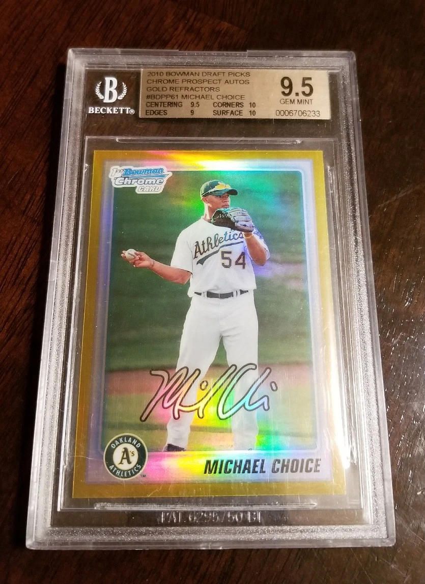 2010 BOWMAN CHROME DRAFT MICHAEL CHOICE GOLD REFRACTOR #ED /50 BGS 9.5 2 (10'S)
