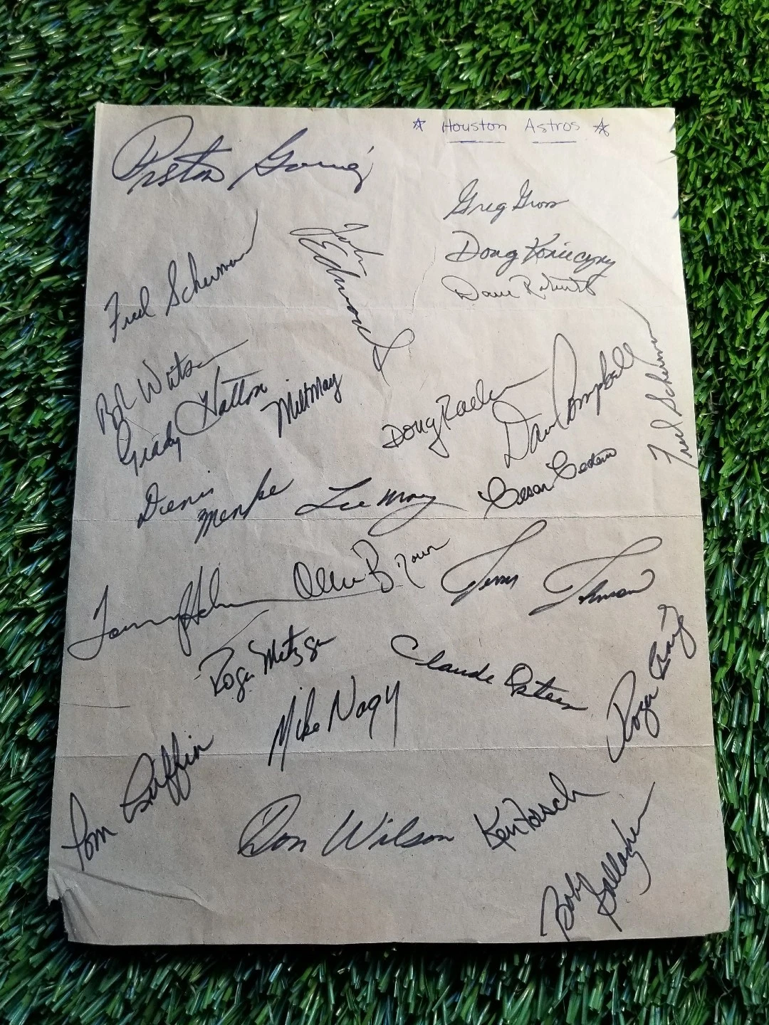 1974 HOUSTON ASTROS TEAM Signed MLB Team SHEET JSA/LOA Z37132 CRAIG CEDENO ETC
