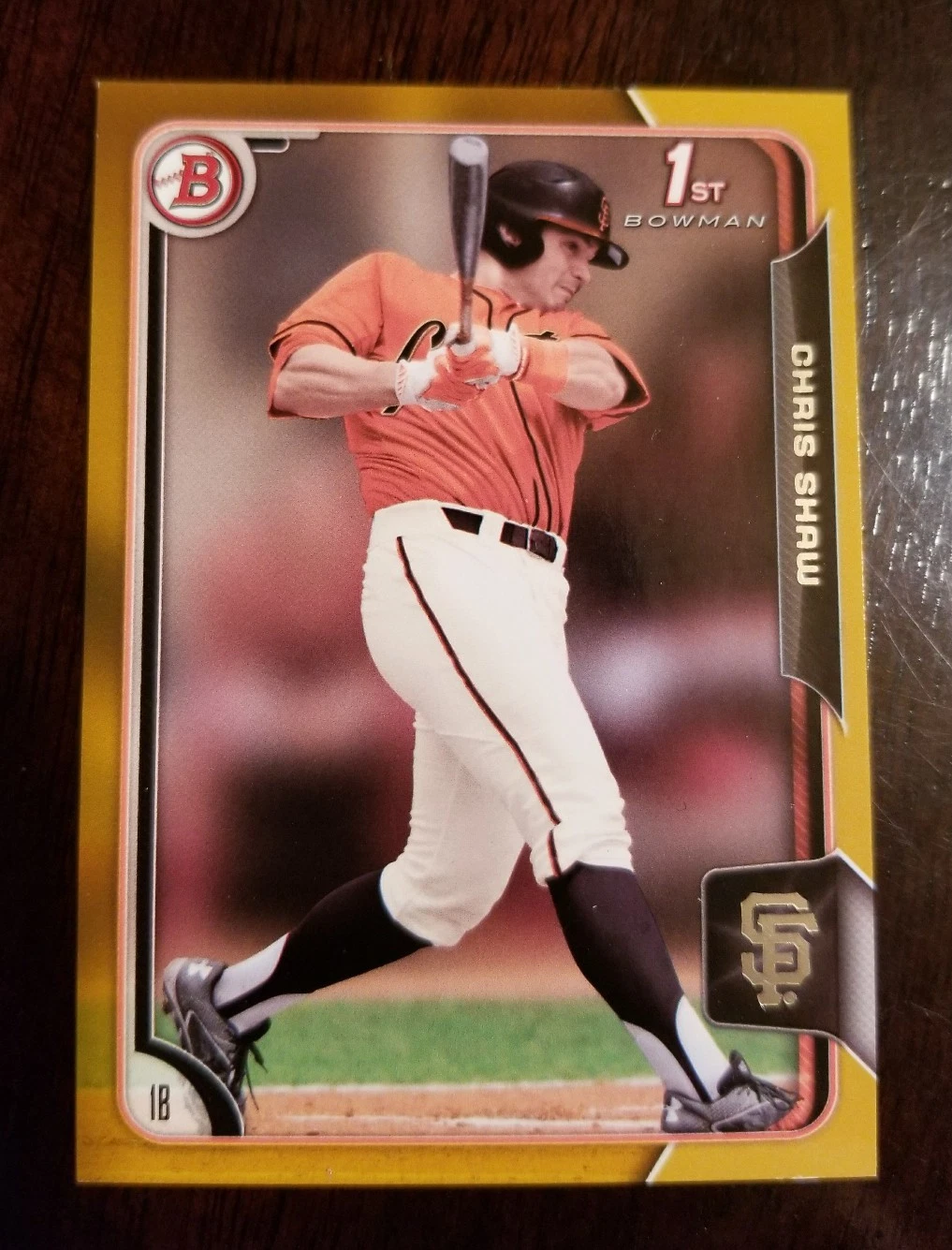 2015 Bowman Draft Paper GOLD Chris Shaw San Francisco Giants #ED /50 SP
