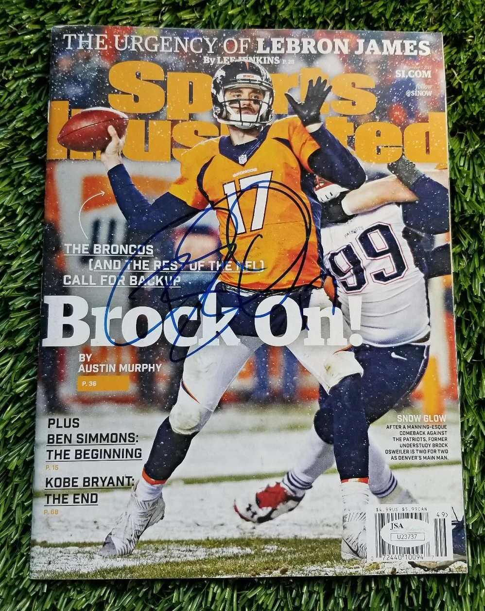 BROCK OSWEILER AUTOGRAPHED SPORTS ILLUSTRATED MAGAZINE BRONCOS JSA/COA U23737
