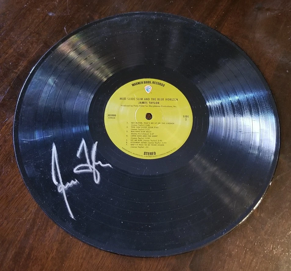 JAMES TAYLOR Signed MUDSLIDE SLIM BLUE HORIZON VINYL RECORD WB JSA/COA U23822
