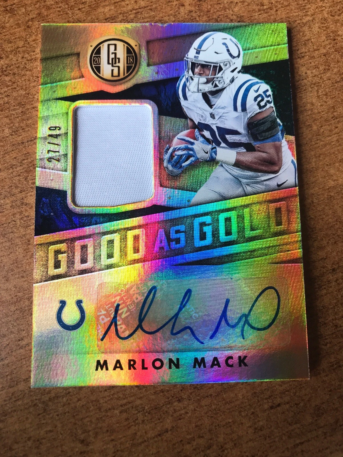 2018 Gold Standard Marlon Mack Good As Gold Patch Auto 27/49 Colts
