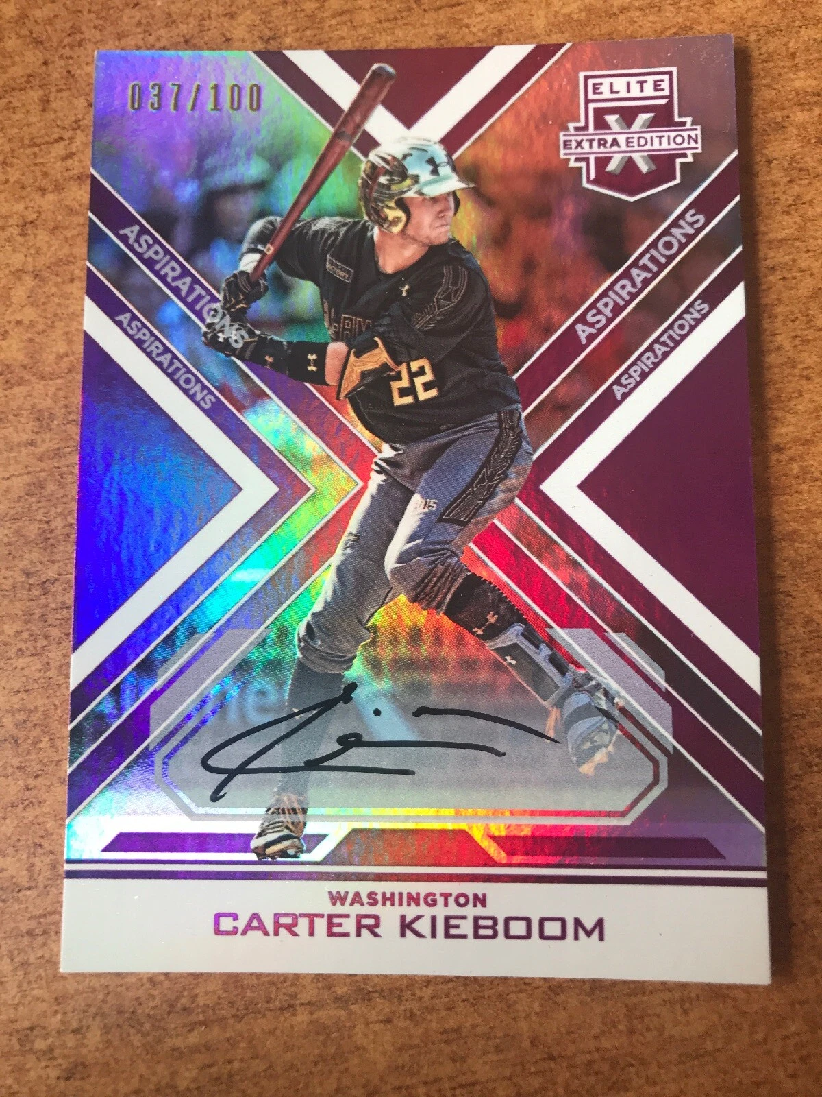 2016 ELITE EXTRA CARTER KIEBOOM AUTOGRAPH PURPLE ASPIRATIONS ROOKIE #D 37/100
