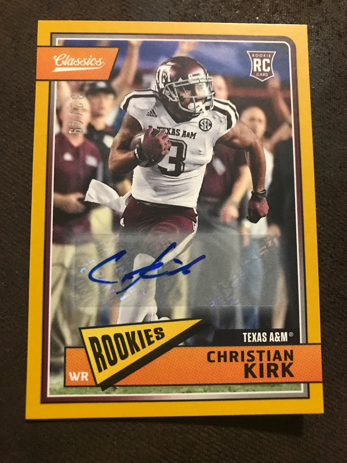 2018 Classics CHRISTIAN KIRK #/49 GOLD Autograph card ARIZONA CARDINALS auto
