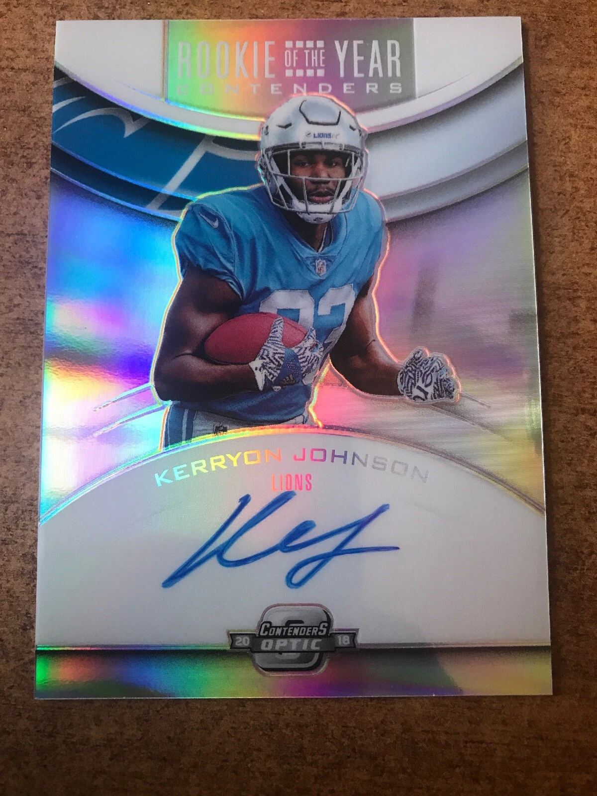 Kerryon Johnson Rookie Auto Refractor Contenders Optic 2018 Lions
