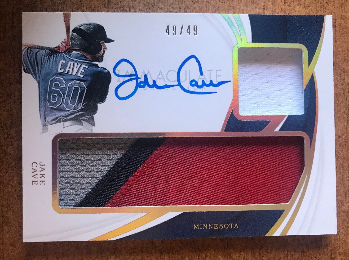 2019 Immaculate Doubles Gold Jake Cave 4 COLOR PATCH AUTO 49/49 EBAY 1/1
