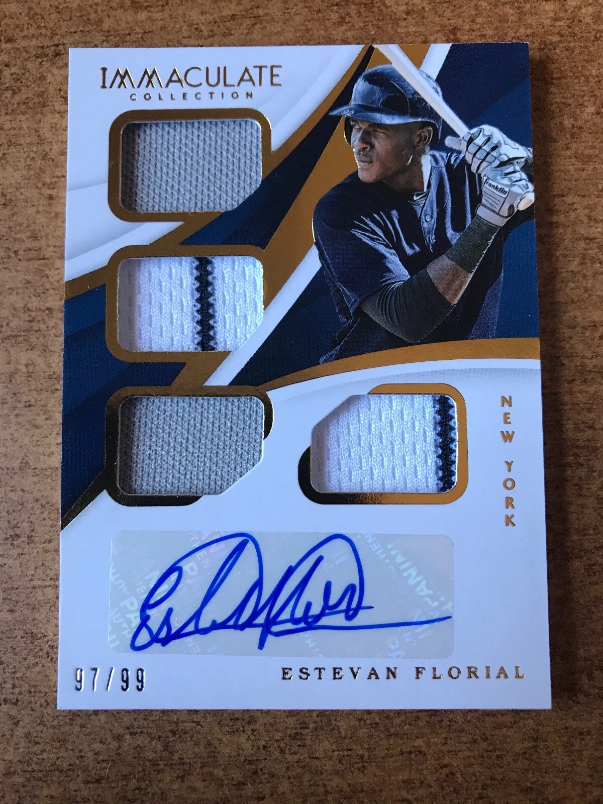 2018 IMMACULATE ESTEVAN FLORIAL RC QUAD JERSEY AUTO AUTOGRAPH YANKEES #97/99
