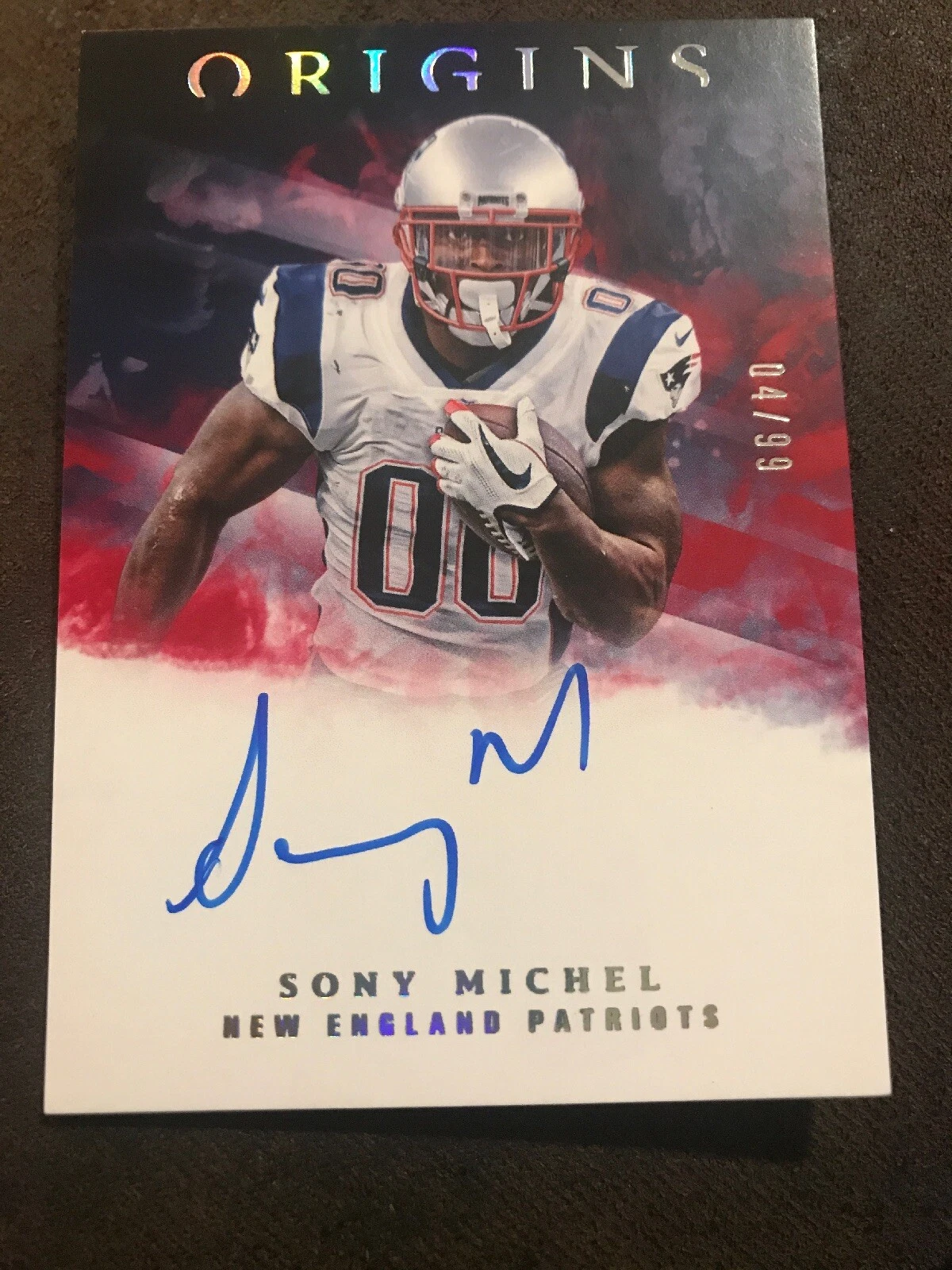 2018 ORIGINS Auto SONY MICHEL New England Patriots Autograph Serial# 04/99
