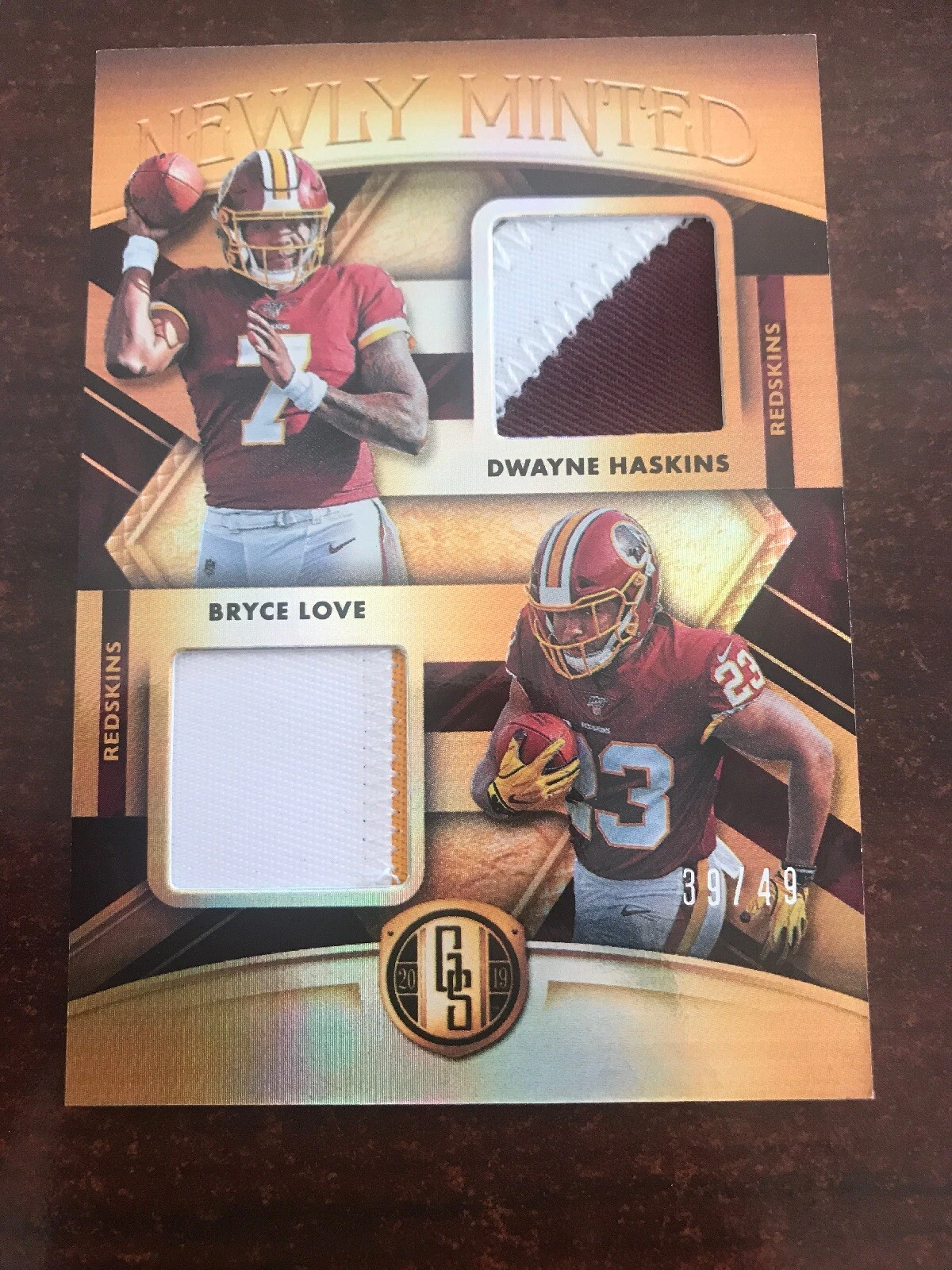 2019 Gold Standard Newly Minted Dwayne Haskins & Bryce Love Dual Patch #39/49
