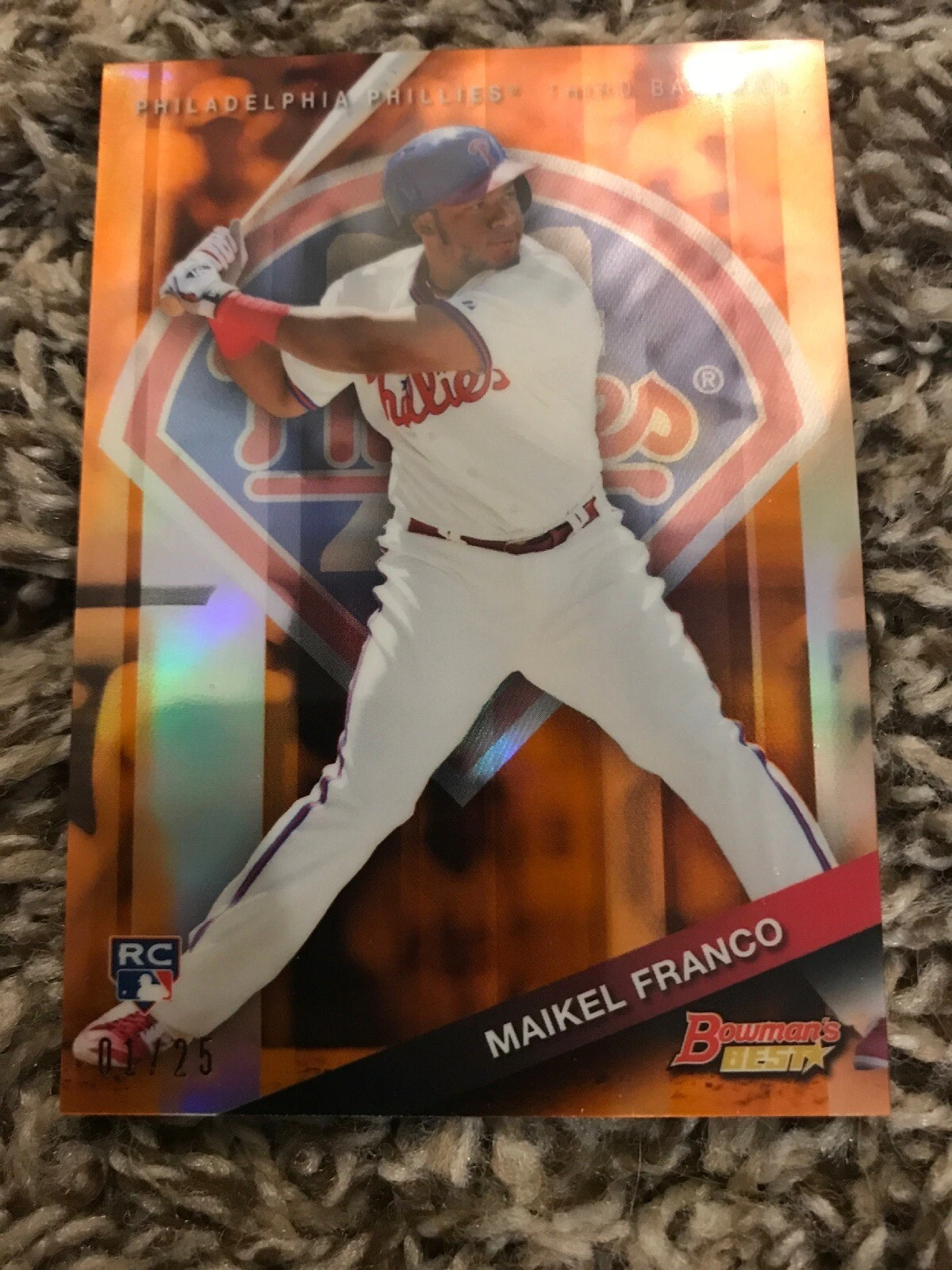 Maikel Franco RC 2015 Bowman's Best ORANGE Refractors RC 1/25 EBAY 1/1
