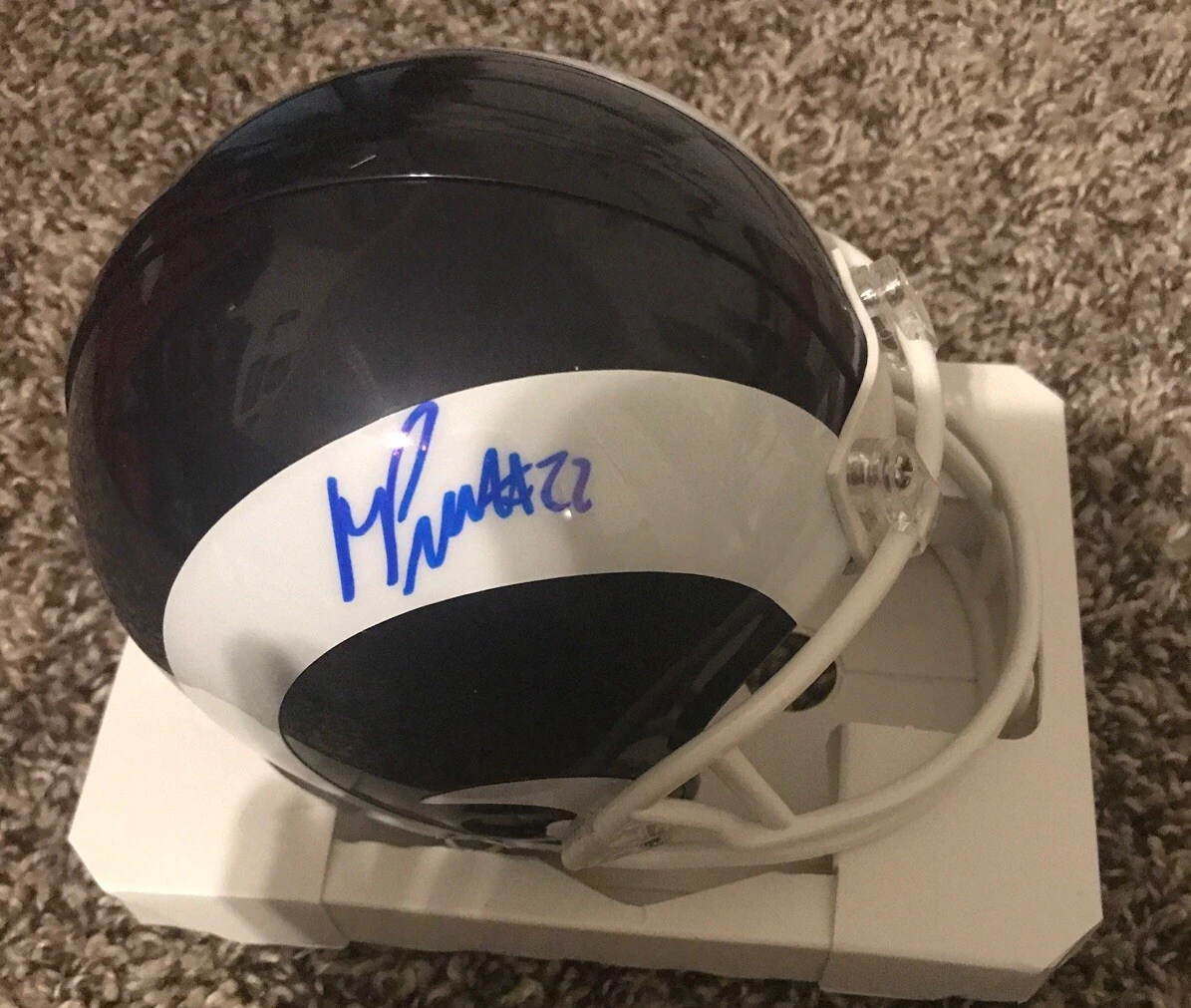 Marcus Peters Signed Los Angeles Rams Mini Helmet Beckett Witness NFL COA
