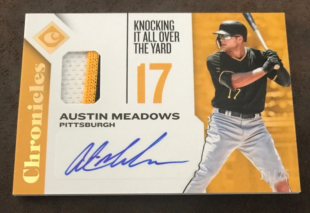 2017 PANINI CHRONICLES AUSTIN MEADOWS SICK PATCH AUTO PIRATES GOLD 19/25 COLLECTIBLE MEMORABILIA