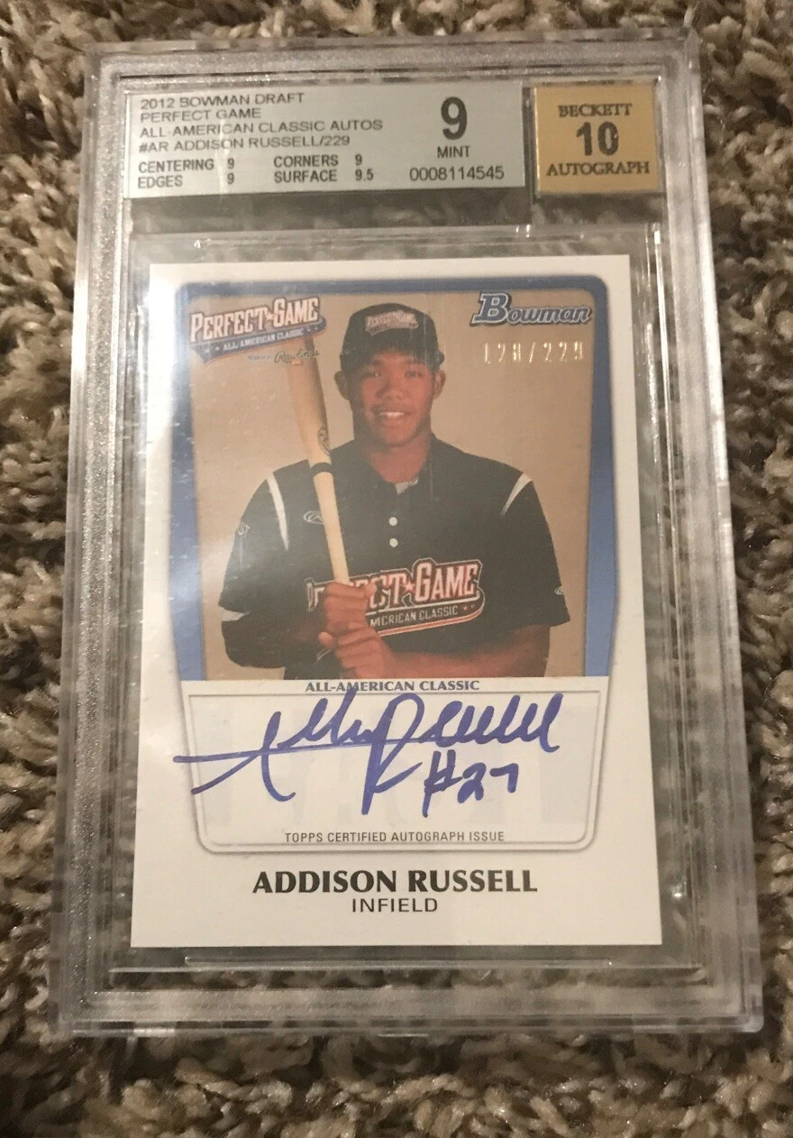 2011 Bowman Perfect Game Addison Russell Auto 128/229 BGS 9 WITH 10 AUTO
