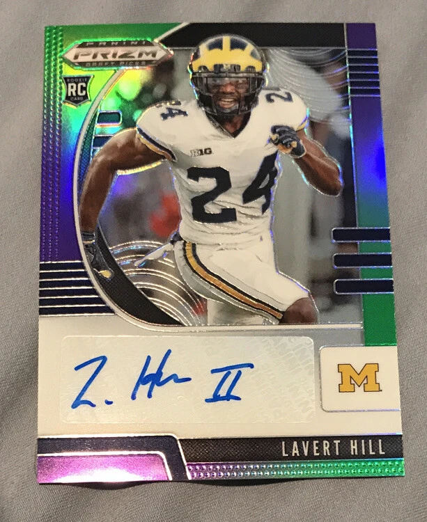 2020 Panini Prizm Draft Picks Lavert Hill RC Auto /199 Purple/Green Prizm
