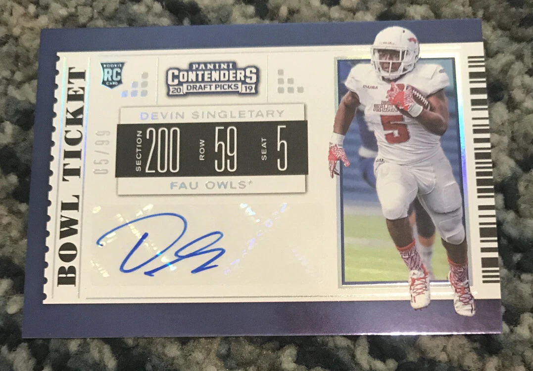 2019 CONTENDERS BOWL TICKET DEVIN SINGLETARY AUTO SP 5/99 EBAY 1/1 JERSEY # RC COLLECTIBLE MEMORABILIA