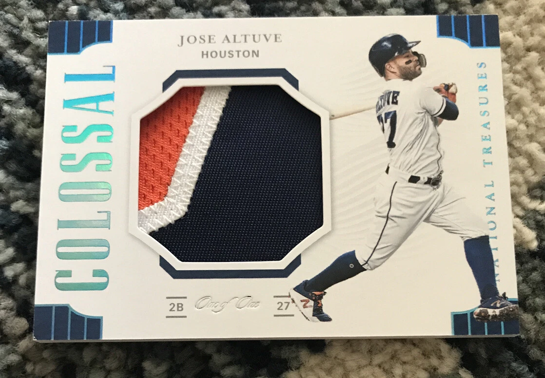 2019 National Treasures Colossal Jose Altuve 3-CLR GAME USED PATCH 1/1
