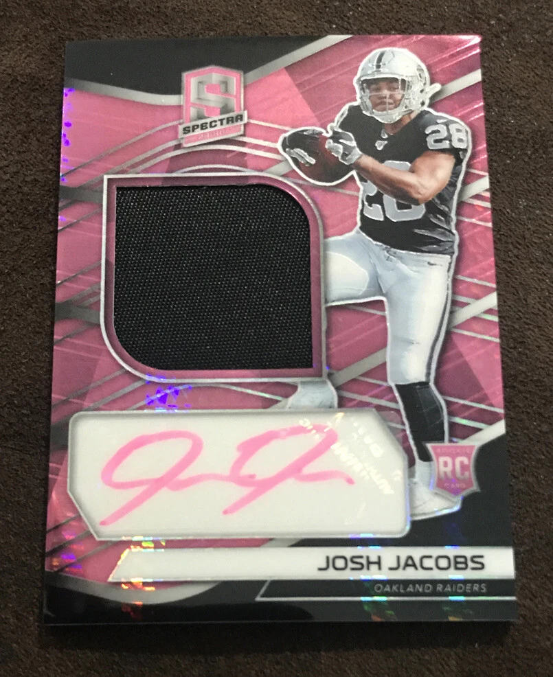 Josh Jacobs RC 2019 SPECTRA PRIZM Auto Patch Neon Pink 8/25 RAIDERS REFRACTOR
