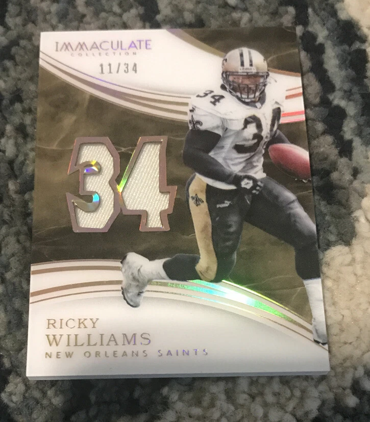 Ricky Williams 2016 Panini Immaculate NUMBERS Game Used Jersey 11/34 SAINTS
