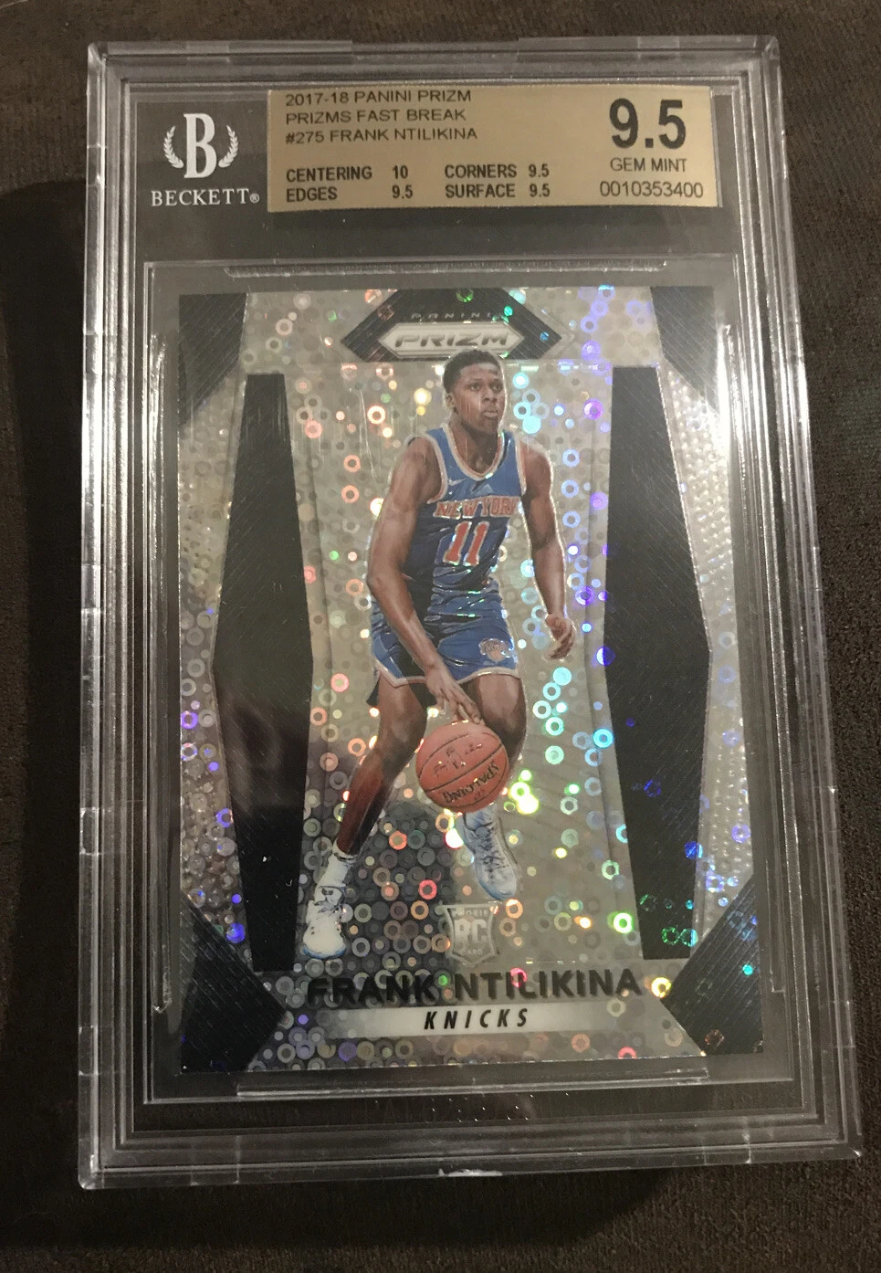 FRANK NTILIKINA KNICKS 2017-18 PRIZM FAST BREAK REFRACTOR BGS BECKETT 9.5
