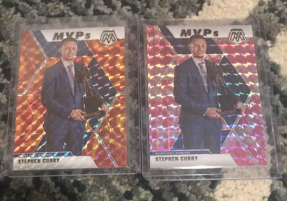 LOT OF (2) 2019-20 Panini Mosaic PINK @ Orange Reactive #299 Stephen Curry MVP

