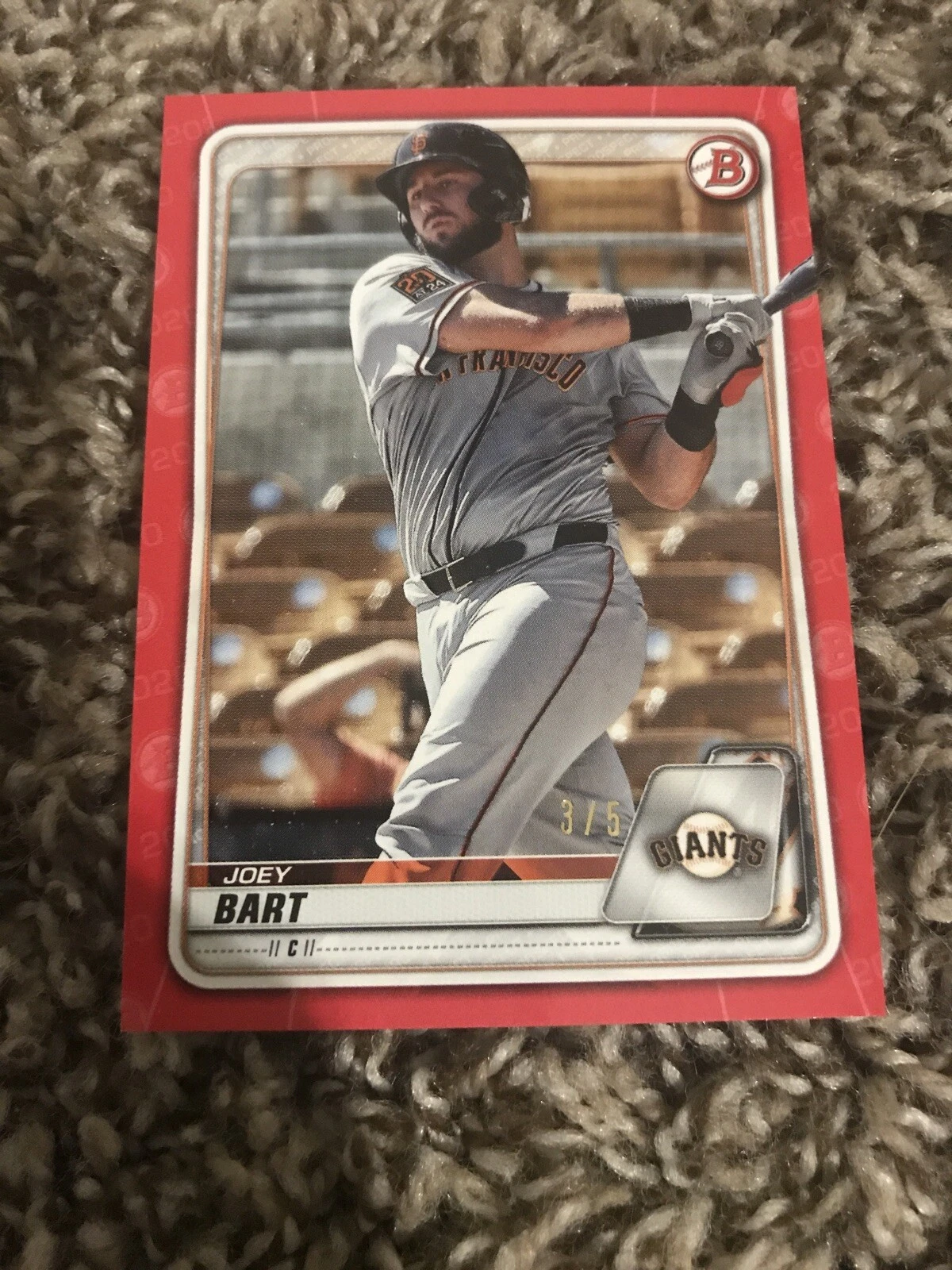 2020 BOWMAN PAPER JOEY BART RED PARALLEL 3/5 SAN FRANCISCO GIANTS COLLECTIBLE MEMORABILIA