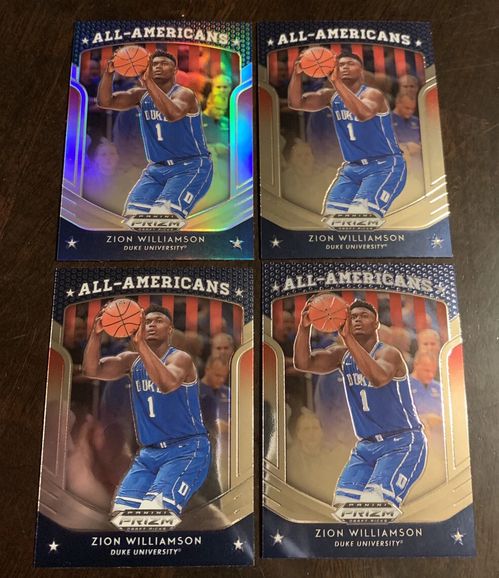 (4) 2019 Prizm Draft Picks Collegiate #100 ZION WILLIAMSON 1 Silver All-American
