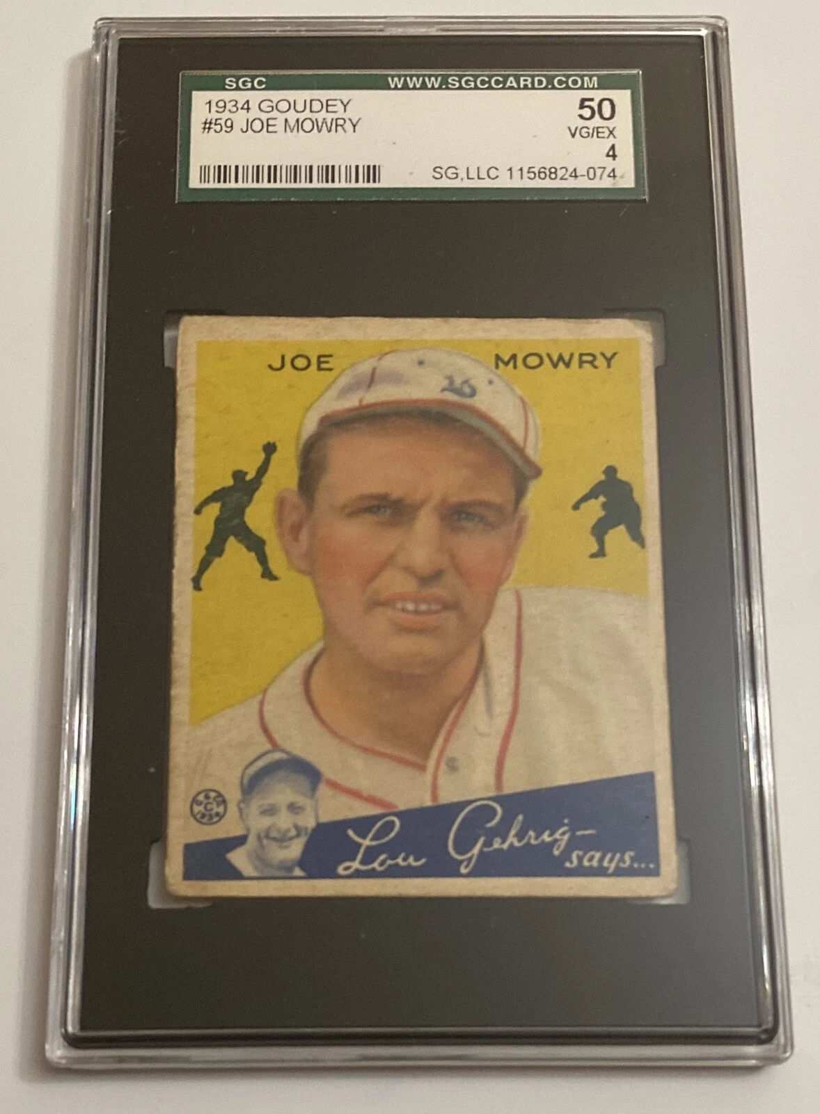 1934 Goudey #59 Joe Mowry Boston Braves SGC 50 VGEX 4
