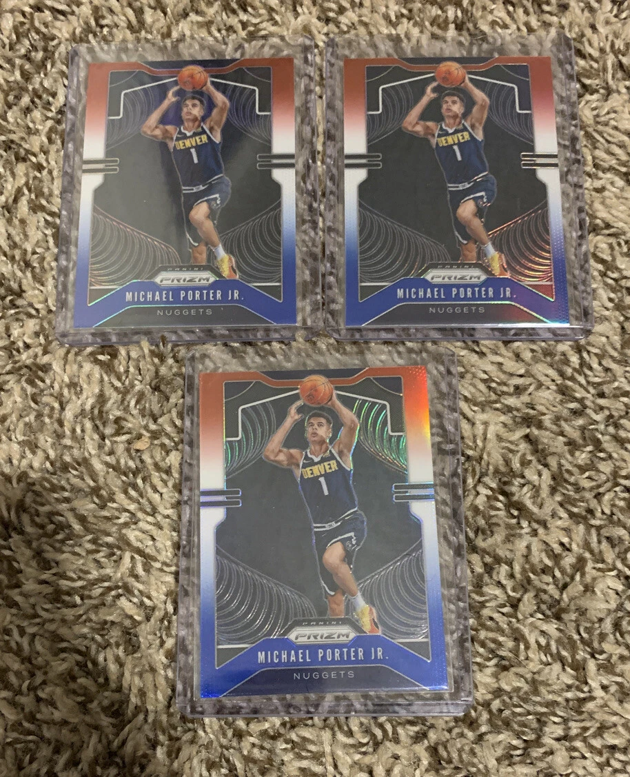 LOT OF (3) MICHAEL PORTER JR 2019-20 PANINI PRIZM RED WHITE BLUE PRIZM HOT
