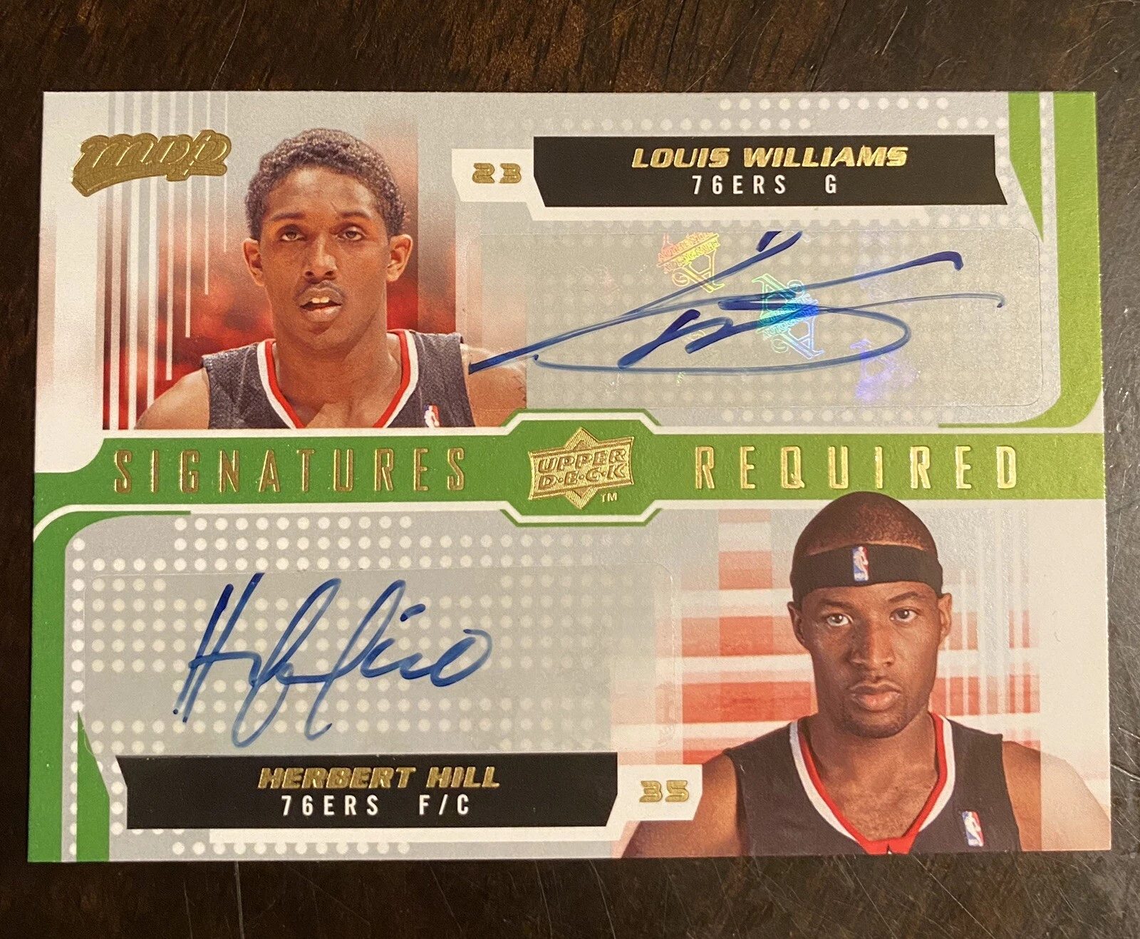 LOUIS LOU WILLIAMS HERBERT HILL 2008-09 UPPER DECK MVP DUAL AUTO 76ER CLIPPERS
