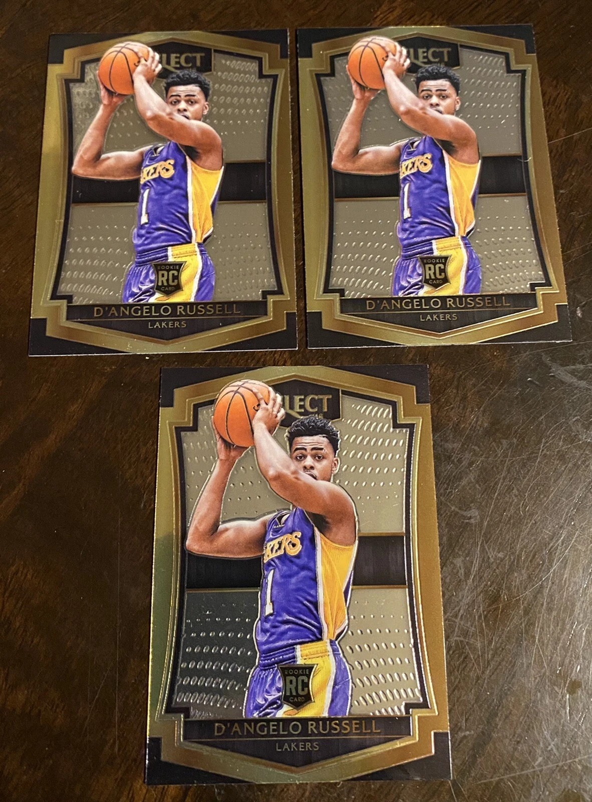 (3) D'angelo Russell 2015-16 Panini Select #162 Rookie Card RC Premier Level Lot
