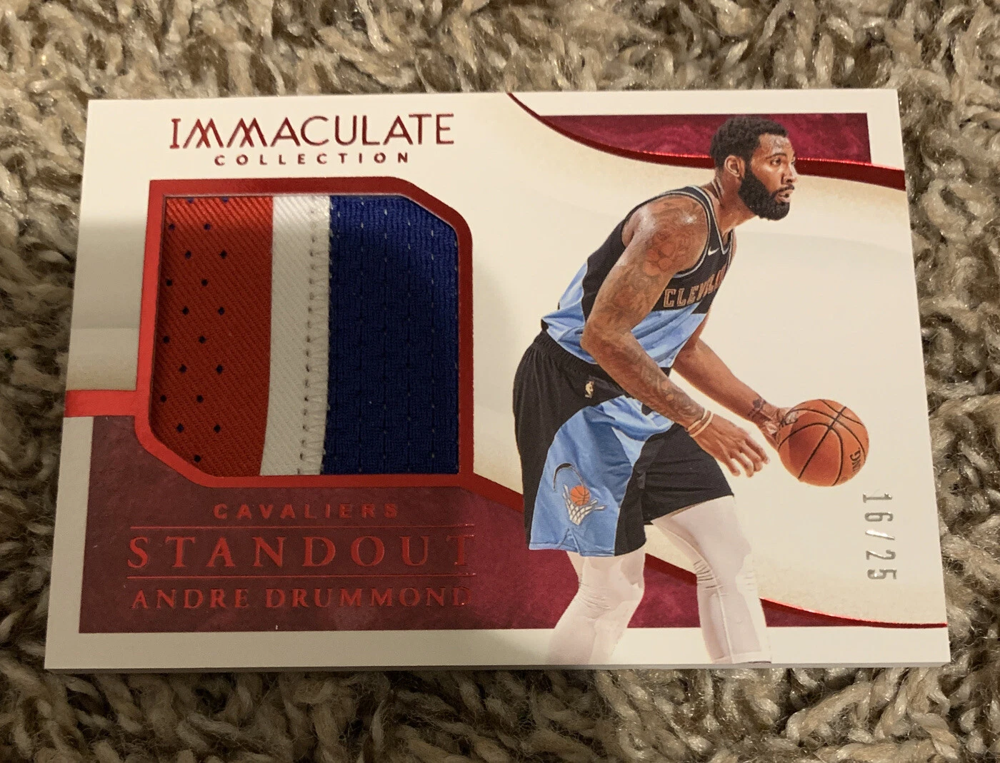 2019-20 Immaculate Collection Standout Red Andre Drummond 3 COLOR JERSEY 16/25
