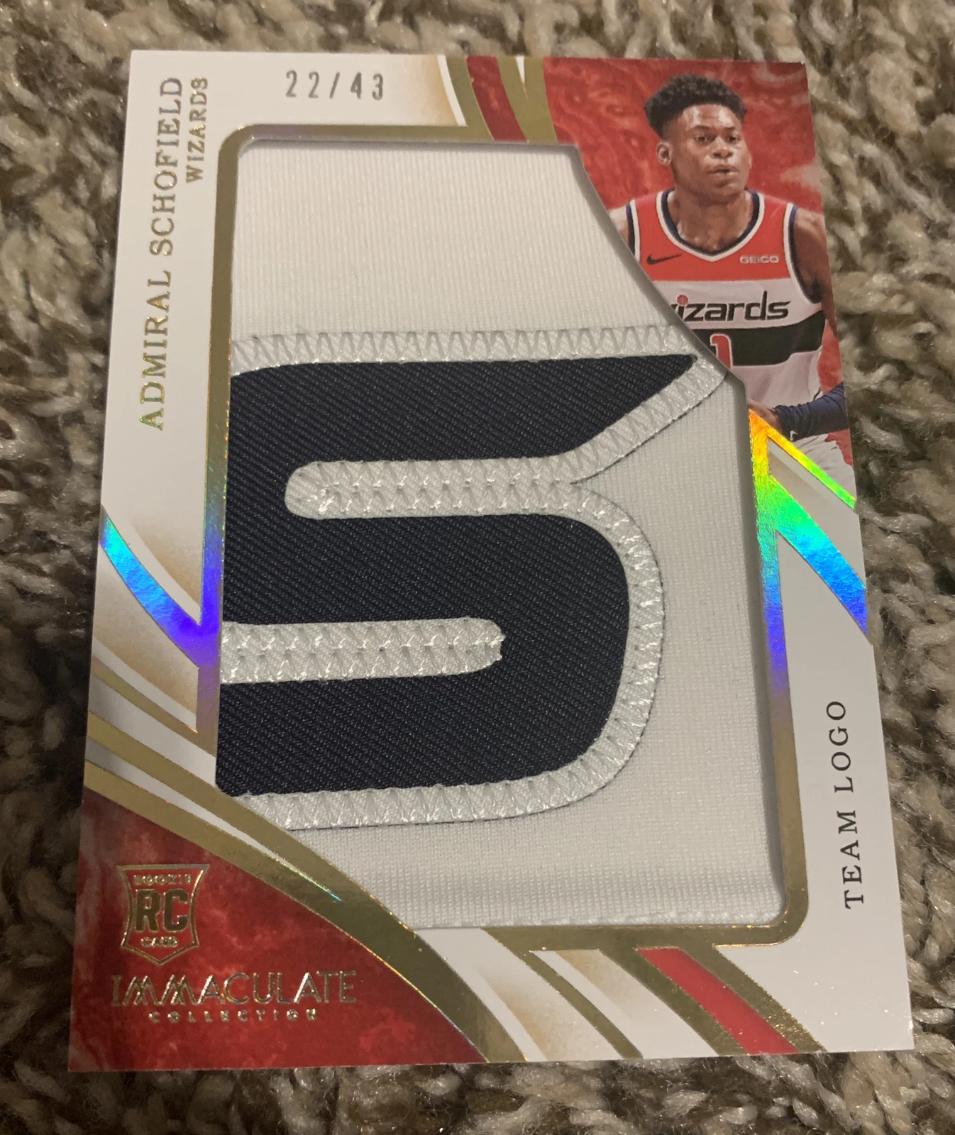 2019-20 Immaculate Admiral Schofield FOTL Team Logo Jumbo Patch Rookie 22/43
