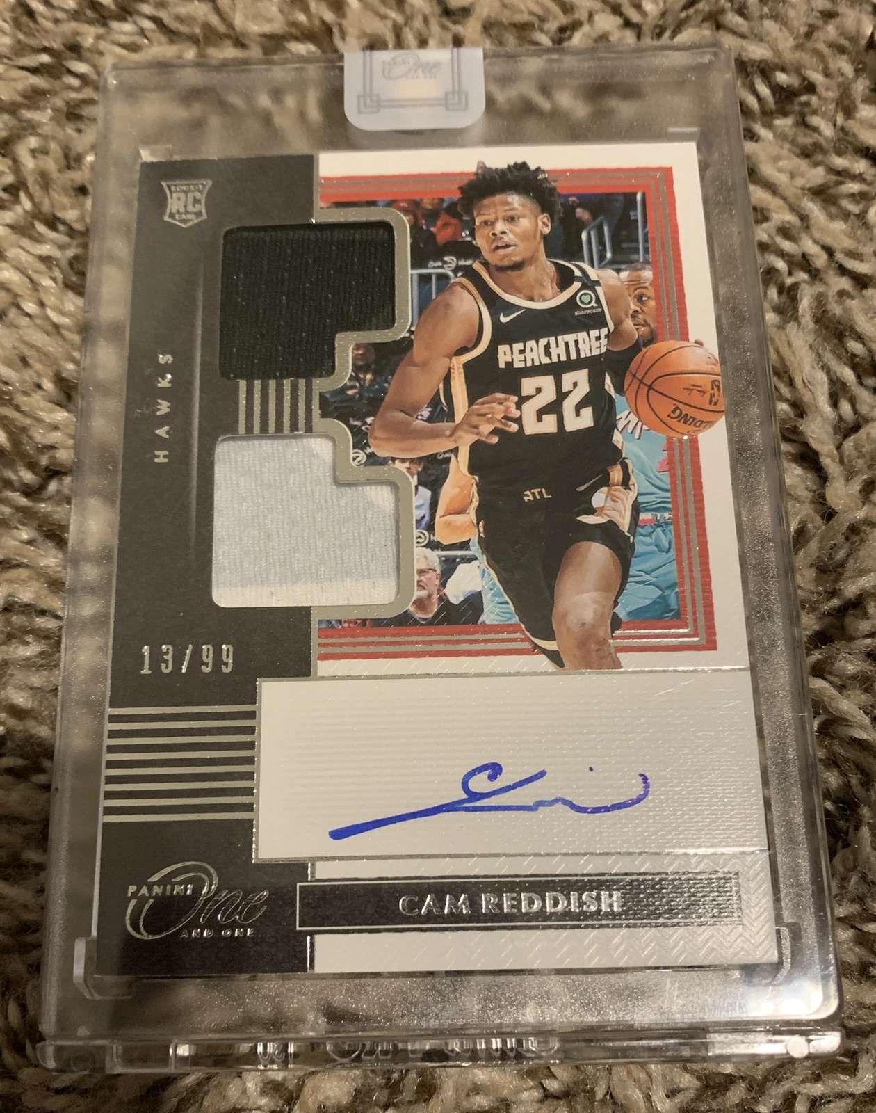 2019-20 Panini One And One Cam Reddish Dual Rookie Patch Auto 13/99 Hawks RC
