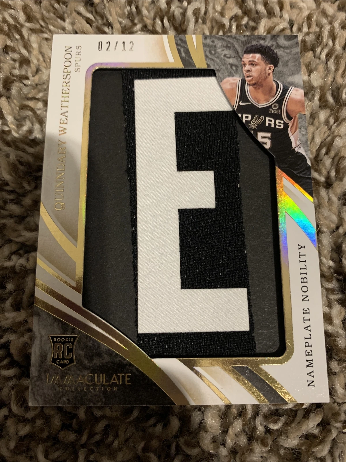 2019-20 IMMACULATE NAMEPLATE NOBILITY QUINNDARY WEATHERSPOON LETTER PATCH E 2/12
