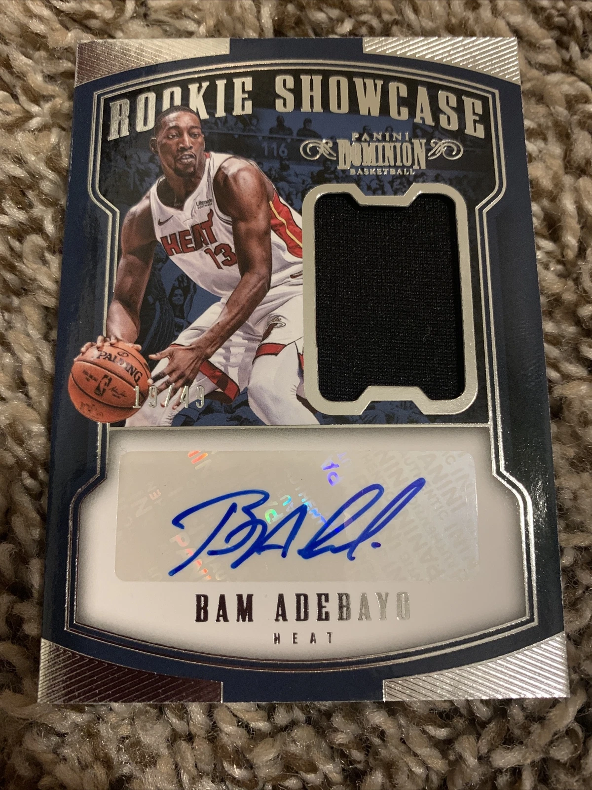 Bam Adebayo 2017-18 Panini Dominion Rookie Showcase Relic Auto 19/49 Heat
