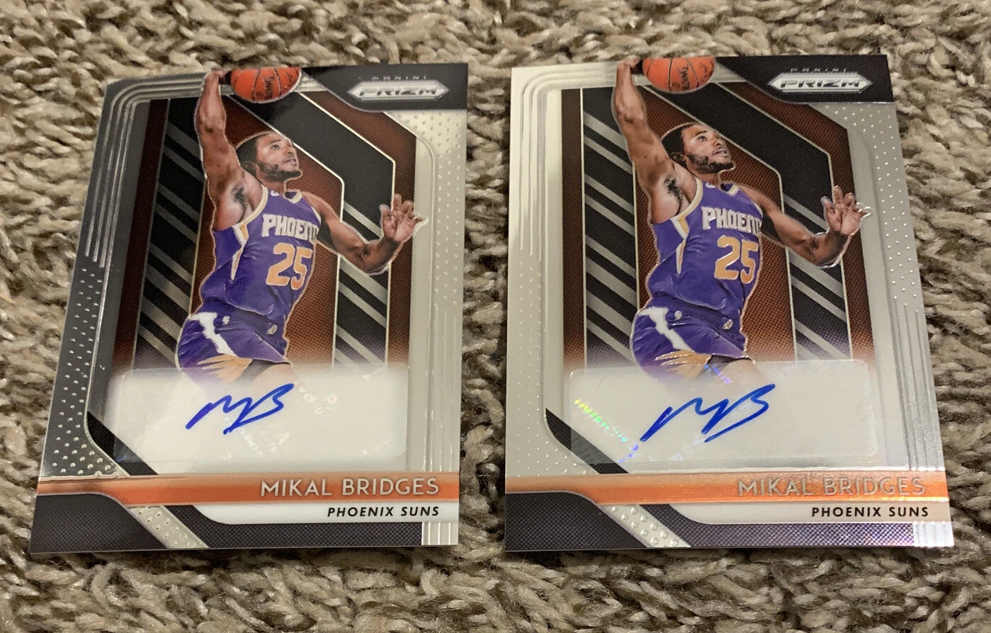 LOT OF (2) 2018-19 Panini Prizm Base RC Auto Mikal Bridges
