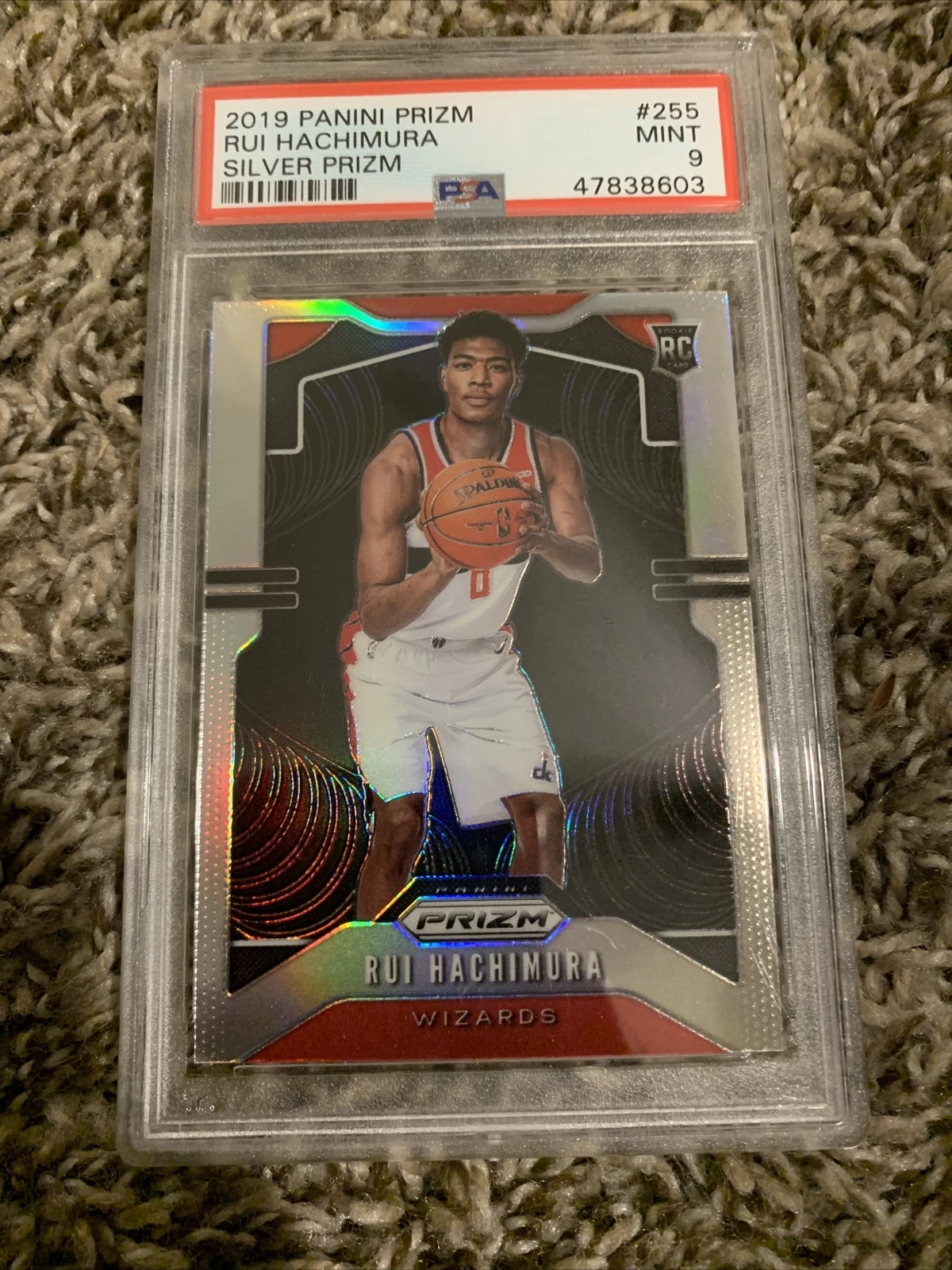 2019-20 Panini Silver Prizm #255 Rui Hachimura Wizards RC Rookie PSA 9 MINT
