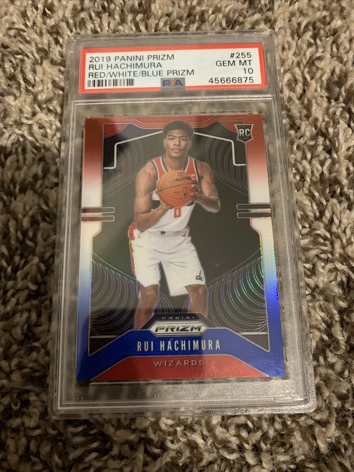 RUI HACHIMURA 2019/20 PANINI PRIZM #255 RC RED WHITE BLUE PRIZMS PSA 10 GEM ??
