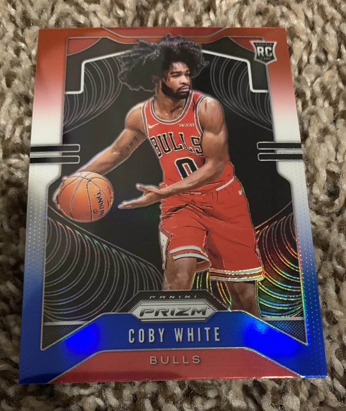 2019-20 PANINI PRIZM RED/WHITE/BLUE COBY WHITE ROOKIE CARD
