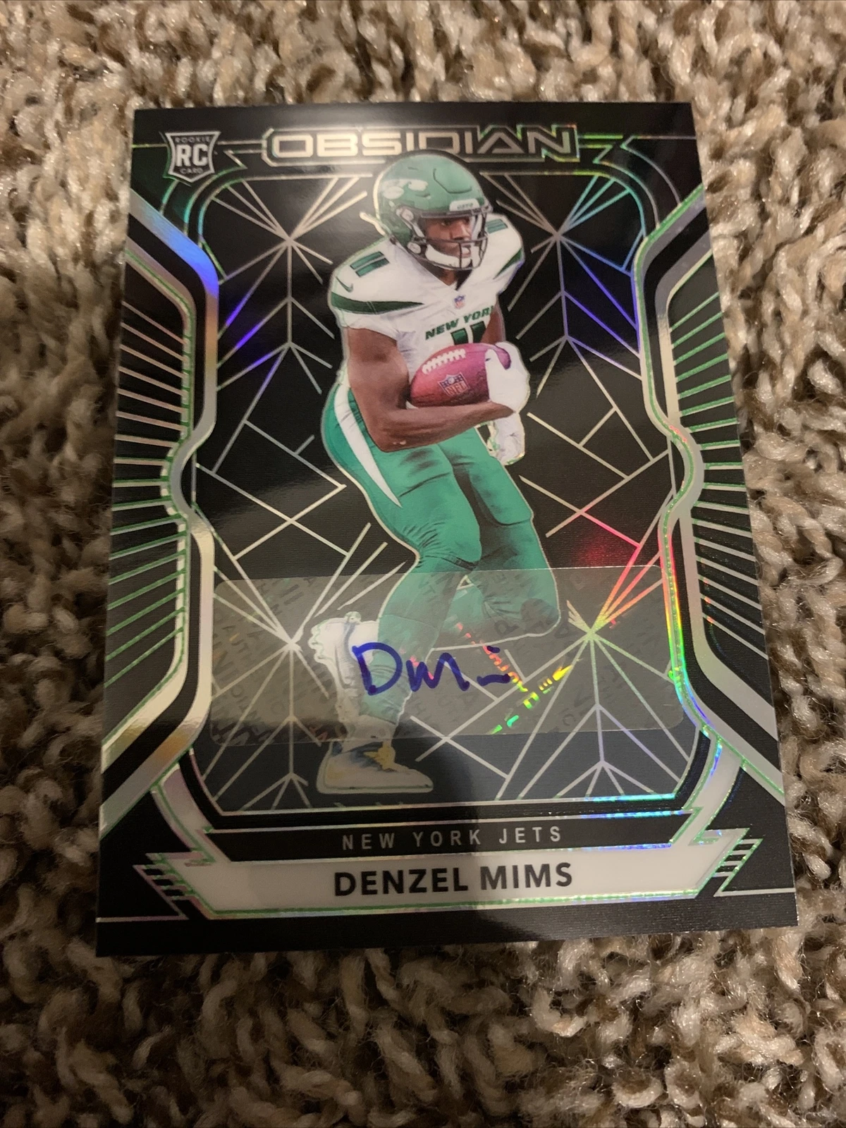 2020 Panini Obsidian Denzel Mims Base RC Green Auto #40/50
